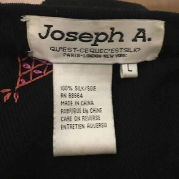 Joseph A. Women’s L Black Pullover Sweater Pink Embroidered 3/4 Sleeve - Picture 6 of 9